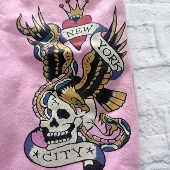 Ed Hardy Wide Leg Sweatpants L | Pink Y2K Streetwear - Picture 4 of 8